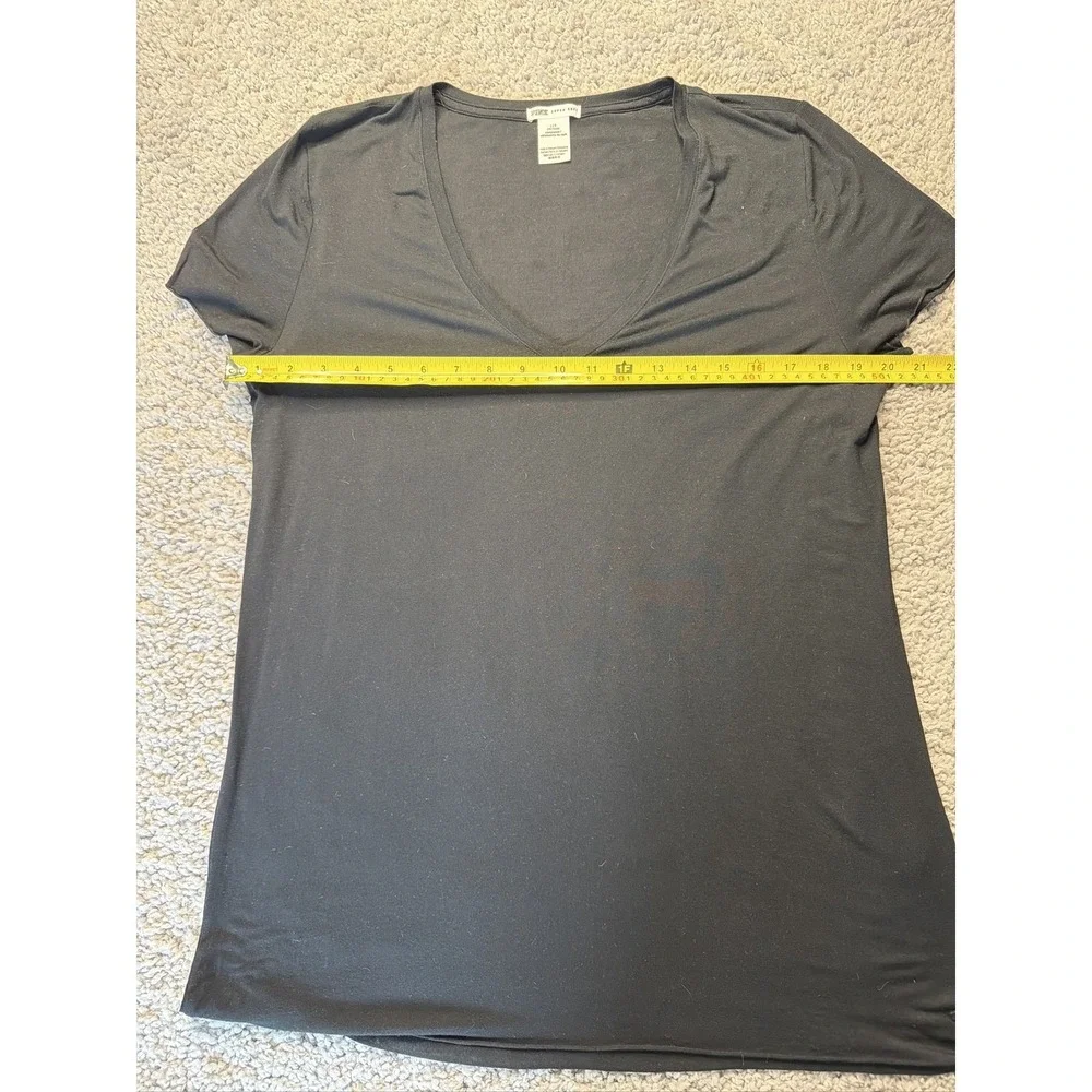 PINK Victoria's Secret  L Black V-Neck Short Sleeve Sleep Shirt Tee